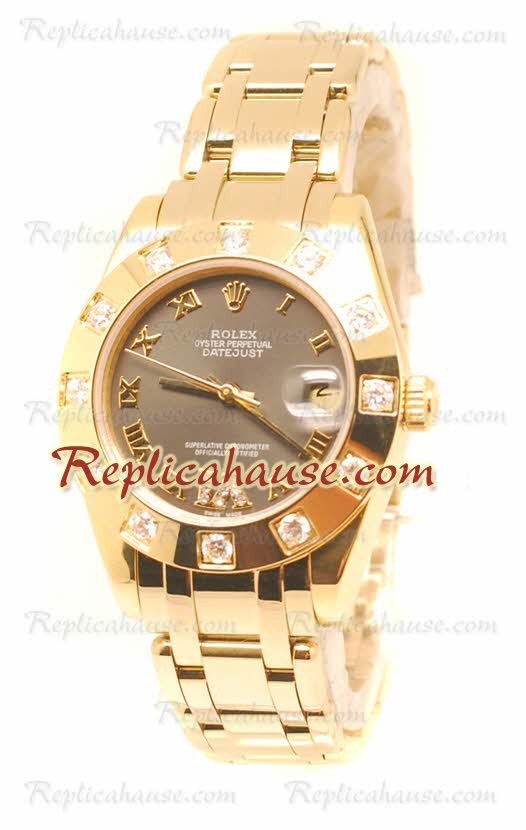 Datejust Rolex Reloj Suizo de imitación en Oro Rosa y Dial Gris - 34MM