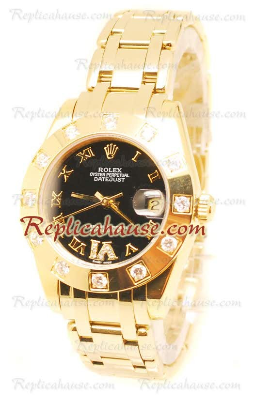 Datejust Rolex Reloj Japonés en Oro Amarillo y Dial Negro - 36MM