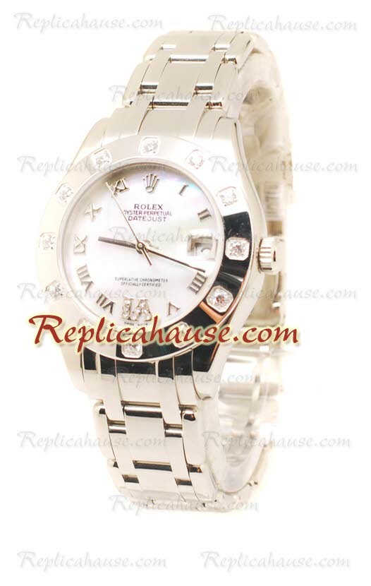 Pearlmaster Datejust Rolex Reloj Suizo en acero inoxidableDial Color Perlado - 34MM