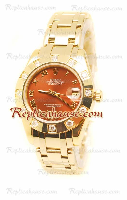 Datejust Rolex Reloj Suizo en Oro Amarillo y Dial Marrón - 36MM