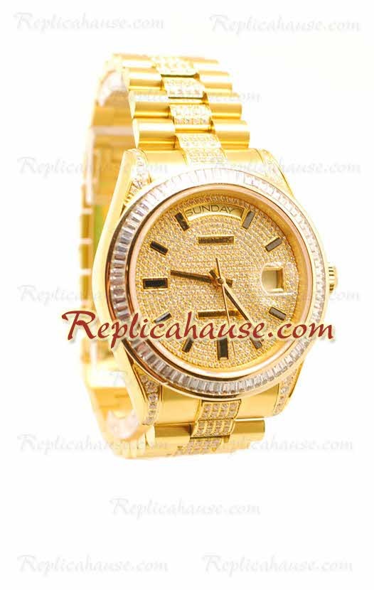 Rolex Réplica Day Date Suizo para Hombre Gold Reloj