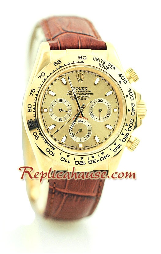 Reloj Rolex Réplica Daytona Oro 18K con correa de cuero
