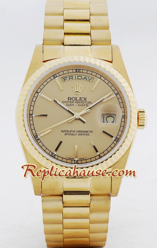 Rolex Réplica Day Date Suizo para Hombre Gold Reloj