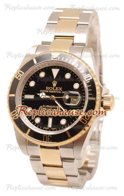 Rolex Submariner Dos Tonos Cara Negra Reloj 40MM
