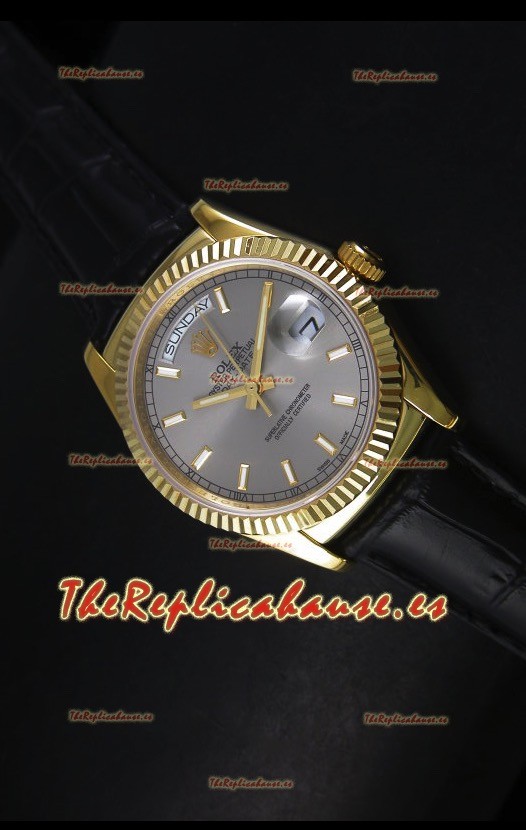 Rolex Day Date 36MM Reloj Réplica Suizo en Oro Amarillo - Dial Gris