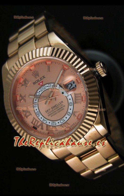 Rolex Sky-Dweller Reloj de Oro Amarillo de 18K en color Salmón con Numerales Romanos