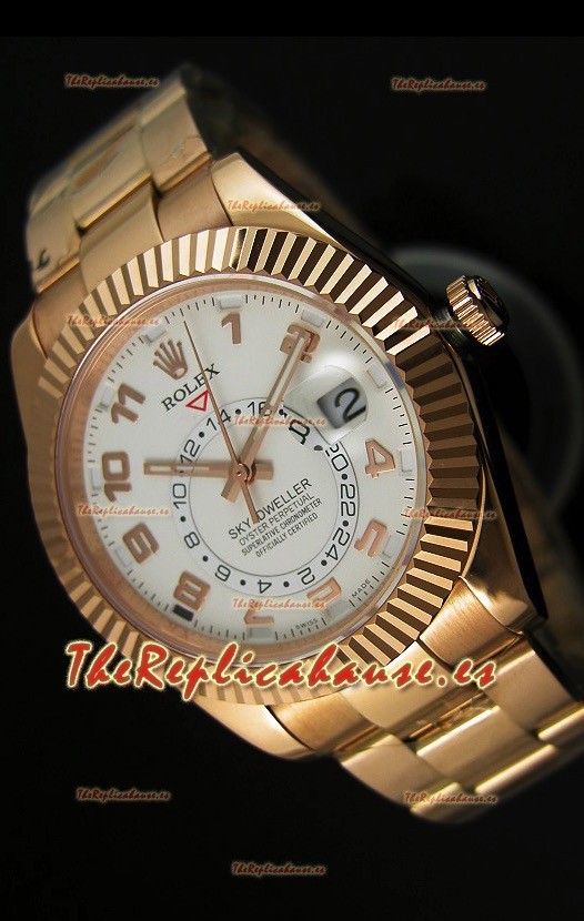 Rolex Sky-Dweller Reloj de Oro Amarillo de 18K Dial Blanco con Numerales Arábigos