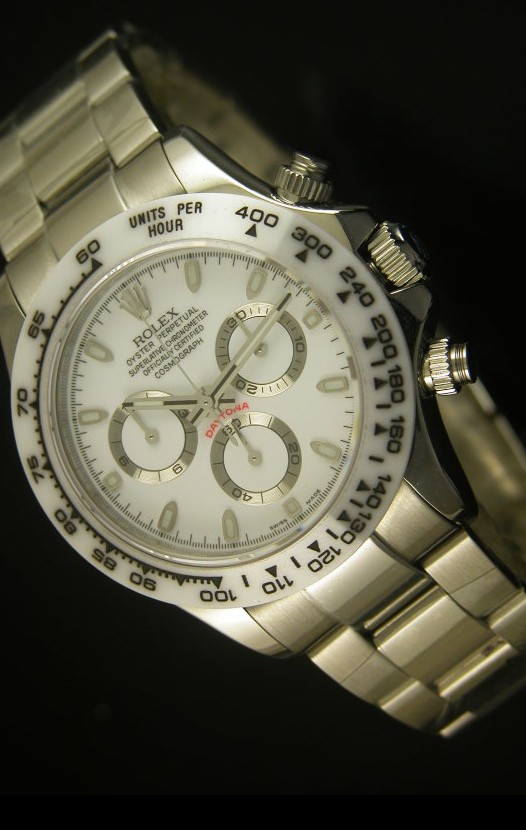 Rolex Daytona Cosmograph Reloj Réplica con Bisel de Cerámica Blanca