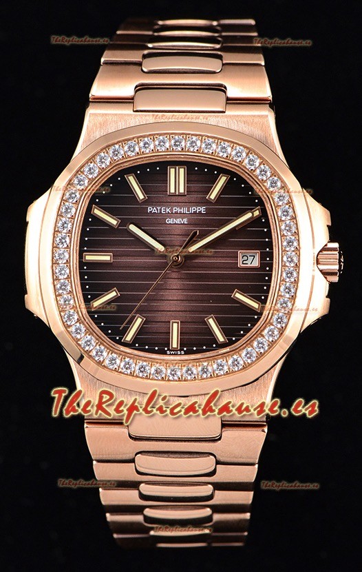 Patek Philippe Nautilus 5711/1R Reloj a Espejo 1:1 Bisel de Diamantes Redondeados