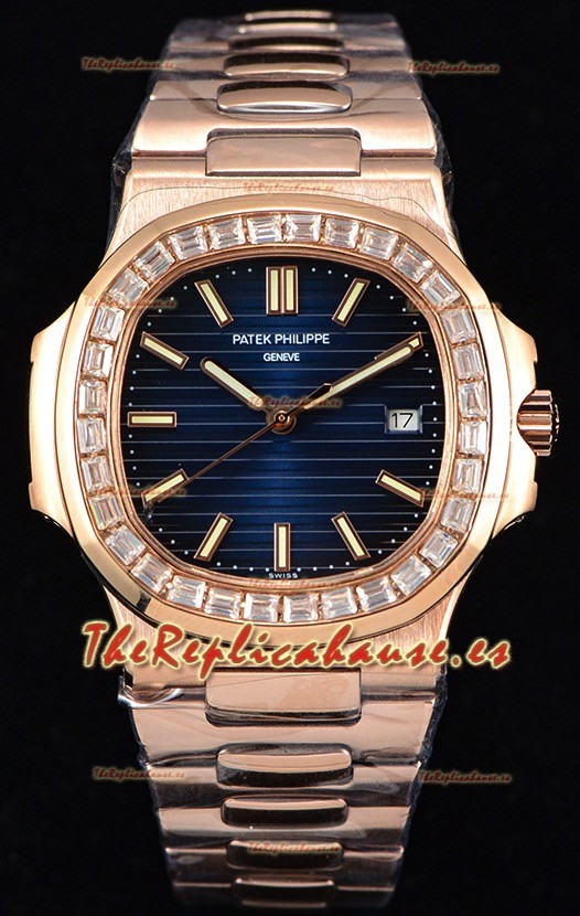 Patek Philippe Nautilus 5711/1R Reloj a Espejo 1:1 - Bisel Diamantes Baguette
