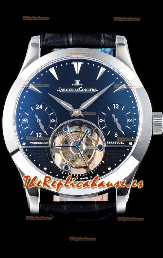 Jaeger LeCoultre Perpetual Tourbillon 904L Caja de Acero Dial Negro Reloj Réplica Suizo
