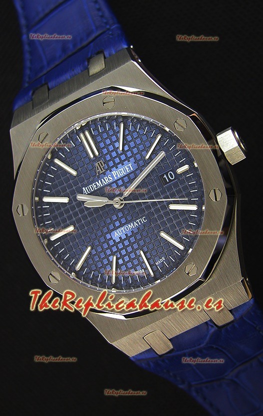 Audemars Piguet Royal Oak 41MM Dial Azul Correa de Piel - Reloj Réplica a espejo 1:1, Edición Última
