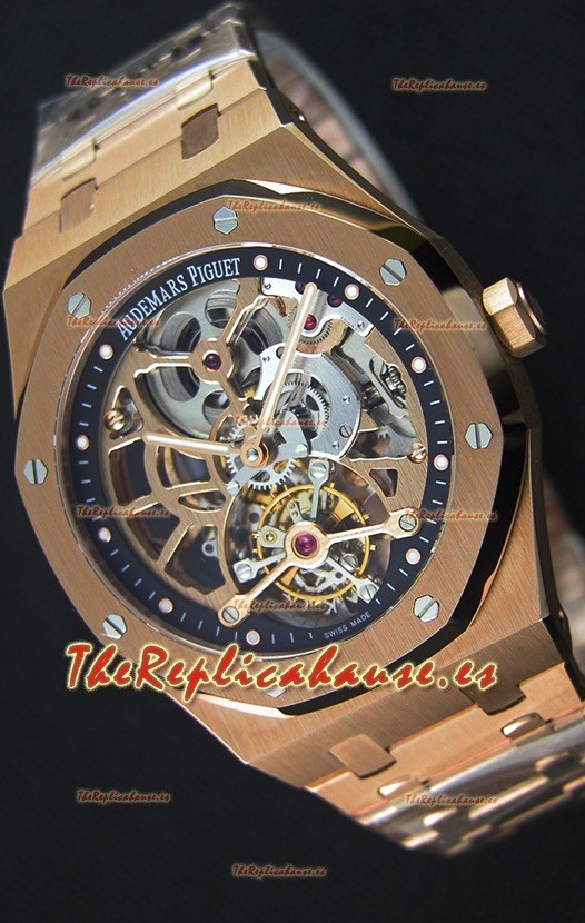 Audemars Piguet Royal Oak Tourbillon Reloj Extra Fino Openworked en Oro Rosado