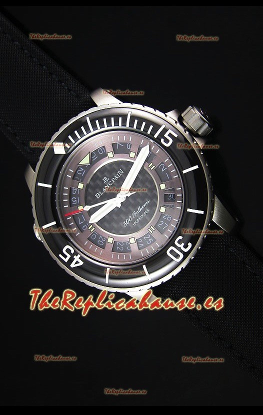 Blancpain 500 Fathoms Reloj Replica Suiza con Dial Gris de Carbon - Edicion Escala Espejo 1:1