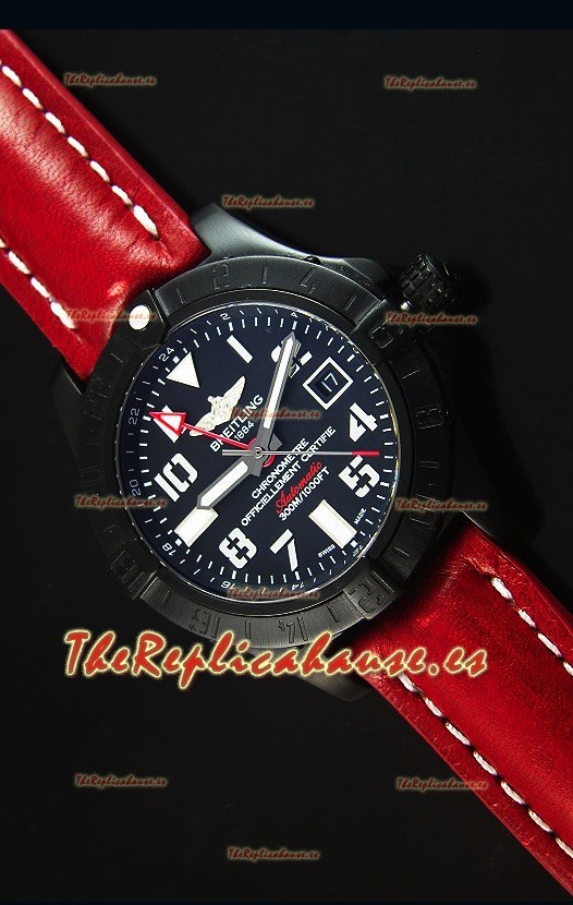 Breitling Chronometre GMT Dial Negro Reloj Replica Suizo caja con Revestimienvo en PVD
