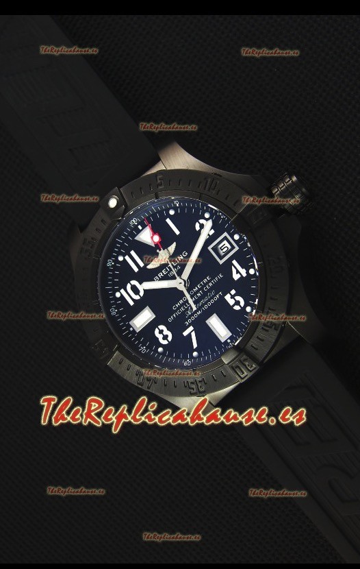 Breitling Avenger Blacksteel Reloj Replica Suizo revestimiento DLC, Dial Negro