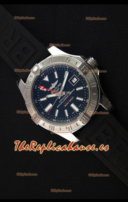 Breitling Avenger II GMT Reloj Replica Suizo a Espejo 1:1 Dial Negro