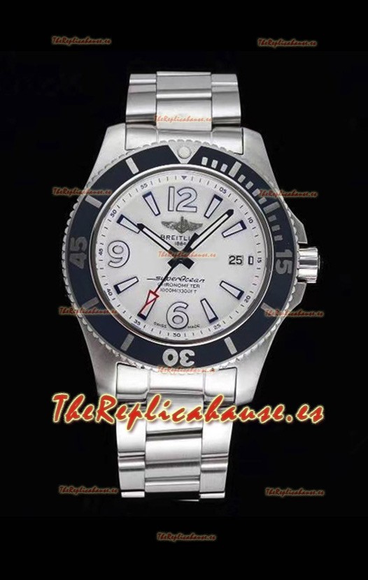 Breitling Superocean Automatic 44 Reloj de Acero Réplica a Espejo 1:1 Dial Blanco