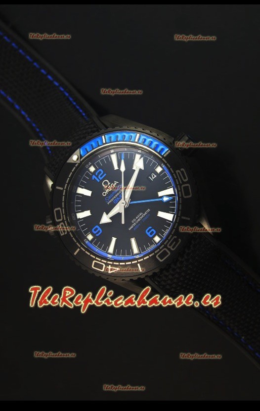 Omega Seamaster Planet Ocean Deep Black Blue GMT Reloj Replica Suizo Edición 1:1