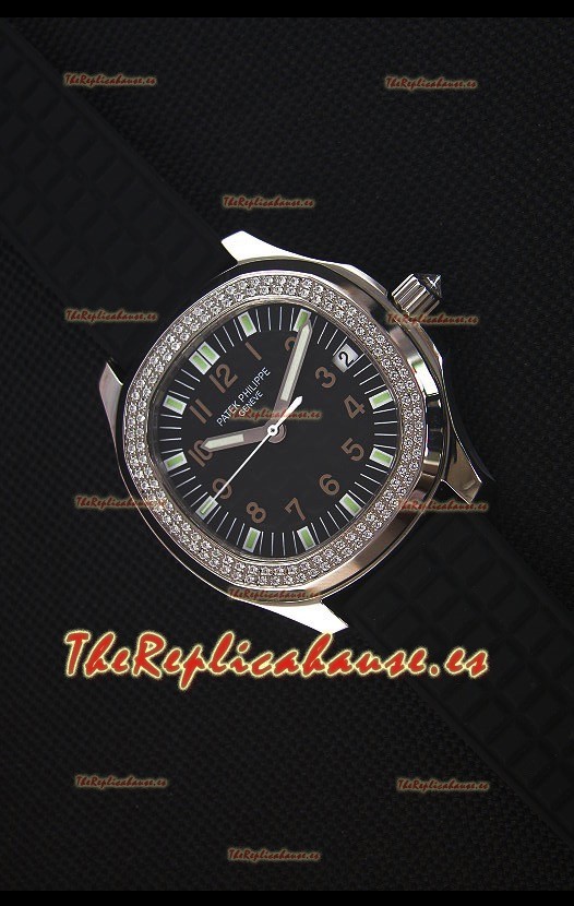 Patek Philippe Aquanaut Reloj Replica Suizo con Bisel de Diamantes Suizos 