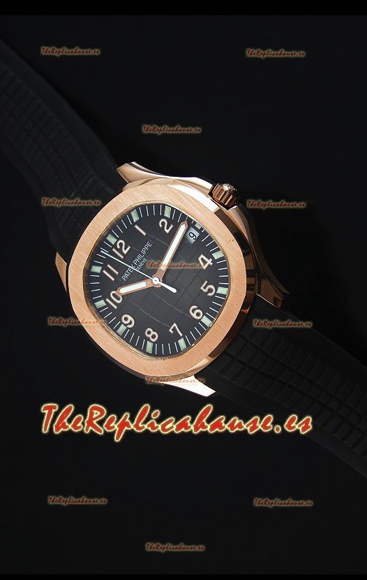 Patek Philippe Aquanaut Jumbo Rose Gold 1:1 Reloj Replica a Espejo Dial coloreado en Negro
