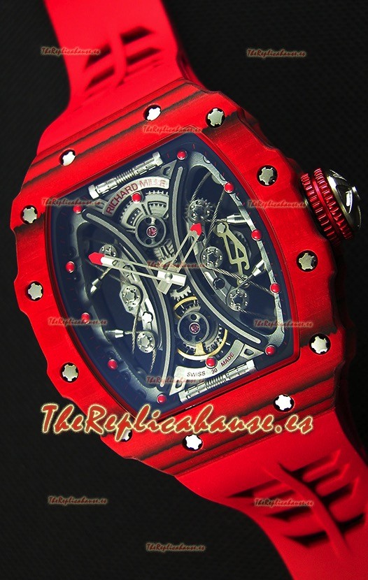 Richard Mille RM53-01 Pablo Mac Donough Caja de Carbón Forjado color Rojo Reloj Réplica Suizo