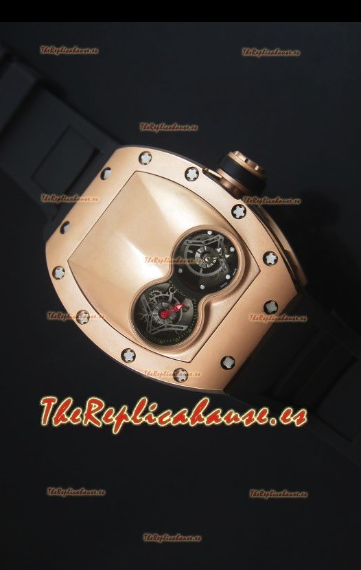 Richard Mille RM053 Tourbillon Pablo Mac Donough Reloj Suizo en Caja de Oro Rosado Correa Negra