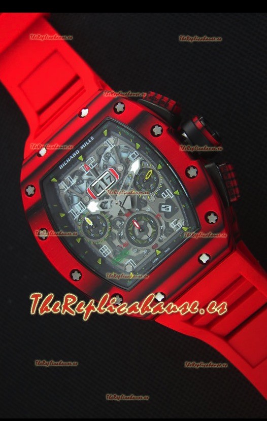 Richard Mille RM011-03 Reloj con Caja de Carbón Forjado Rojo de una sola Pieza en Correa color Rojo