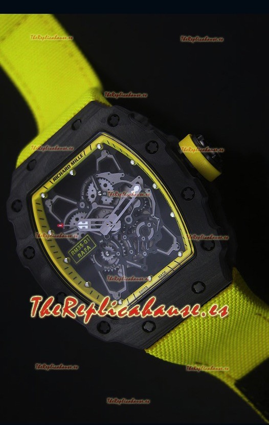 Richard Mille RM35-01 Reloj Replica Suizo Edición Rafael Nadal Correa de Nylon color Amarillo