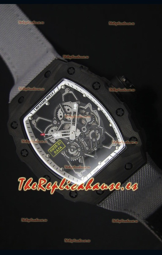 Richard Mille RM35-01 Reloj Replica Suizo Edición Rafael Nadal Correa de Nylon color Gris