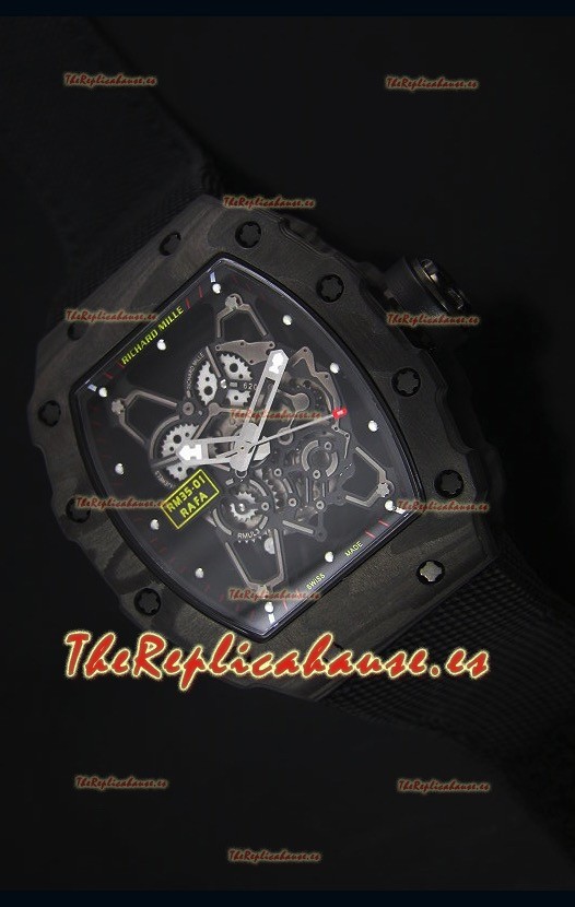 Richard Mille RM35-01 Reloj Replica Suizo Edición Rafael Nadal Correa de Nylon color Negro