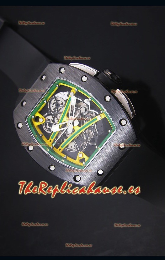 Richard Mille RM061 Reloj Replica Caja de Cerámica Bisel de color combinado Amarillo/Verde
