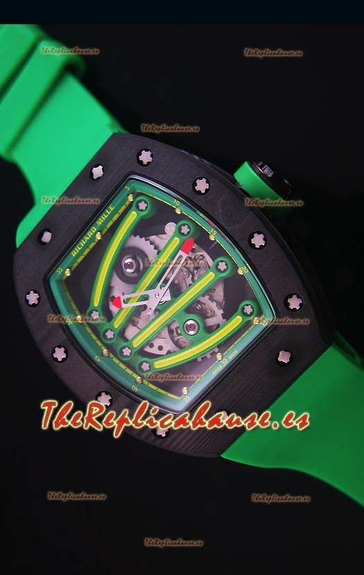 Richard Mille RM059 Yohan Blake Reloj Replica Suizo Caja en Carbón Forjado Bisel en Verde