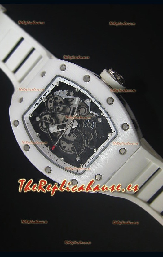 Richard Mille RM055 Reloj con Caja en Cerámica color Blanco con parte Interna del Bisel en color Blanco