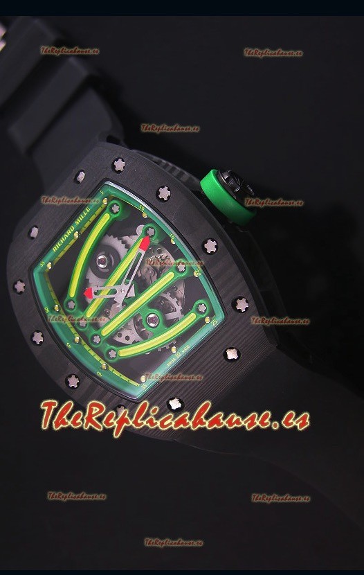 Richard Mille RM059 Yohan Blake Reloj Replica Suizo Caja en Carbón Forjado, Bisel en Verde