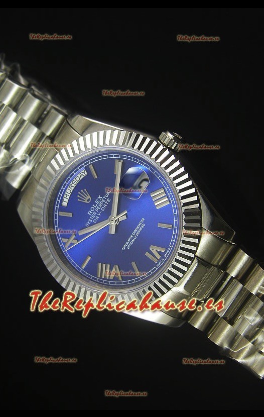 Rolex Day Date Dial Azul Oscuro Reloj Replica 40MM - Movimiento Suizo 3255