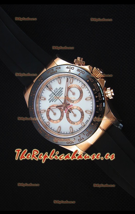 Rolex Daytona 116515 Everose Reloj Replica a Espejo 1:1 Dial Blanco