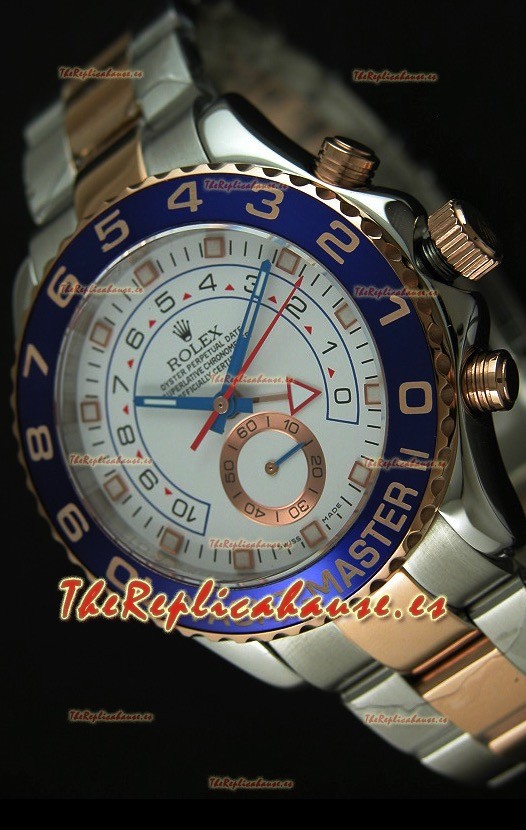 Rolex Yachtmaster II Reloj de Oro Rosado en Dos Tonos - Replica 1:1 (Cronógrafo trabajando)