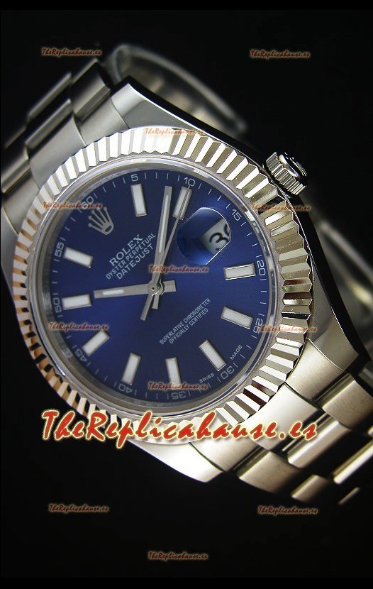 Rolex Datejust II 41MM Reloj Replica Suizo con Movimiento Cal.3136 Dial en Azul Navy