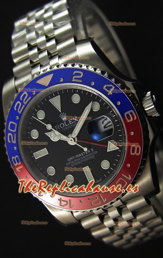 Rolex GMT Masters II 116719BLRO Pepsi Bezel ETA 2836 Movement Réplica Suiza - Reloj Ultimate de Acero 904L