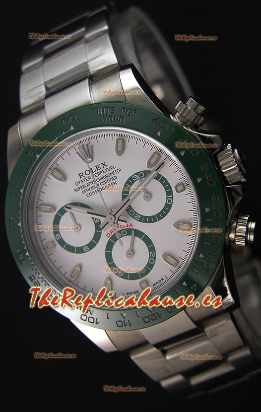 Rolex Cosmograph Daytona Dial Blanco Cerámica Verde Movimiento Original Cal.4130 - Ultimate Reloj de Acero 904L