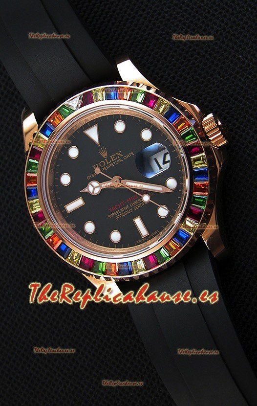 Rolex Yachtmaster 116695 Everose Gold Diamonds Cal.3135 Reloj Suizo a Espejo 1:1 Ultimate Acero 904L