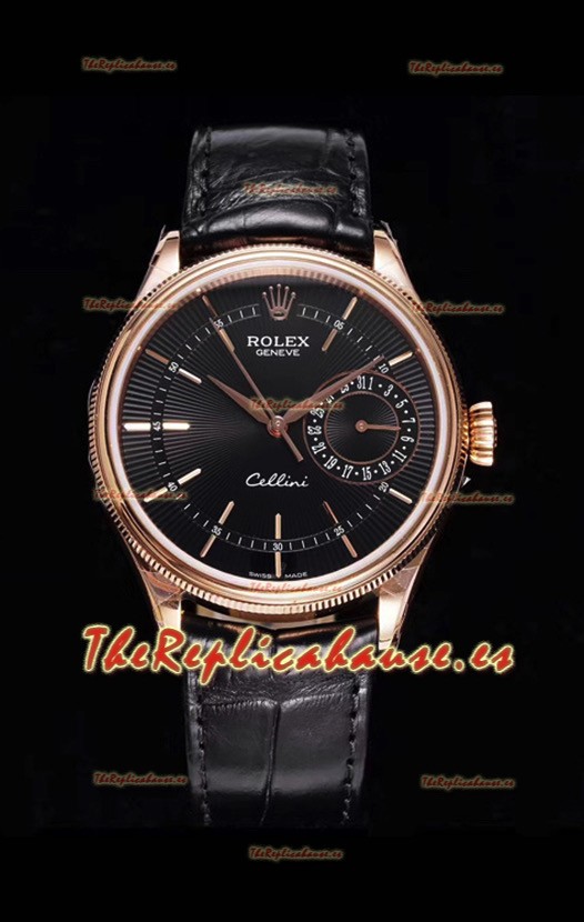 Rolex Cellini Date Ref#50515 Réplica a Espejo 1:1 Oro Rosado Dial Marrón Reloj en Acero 904L