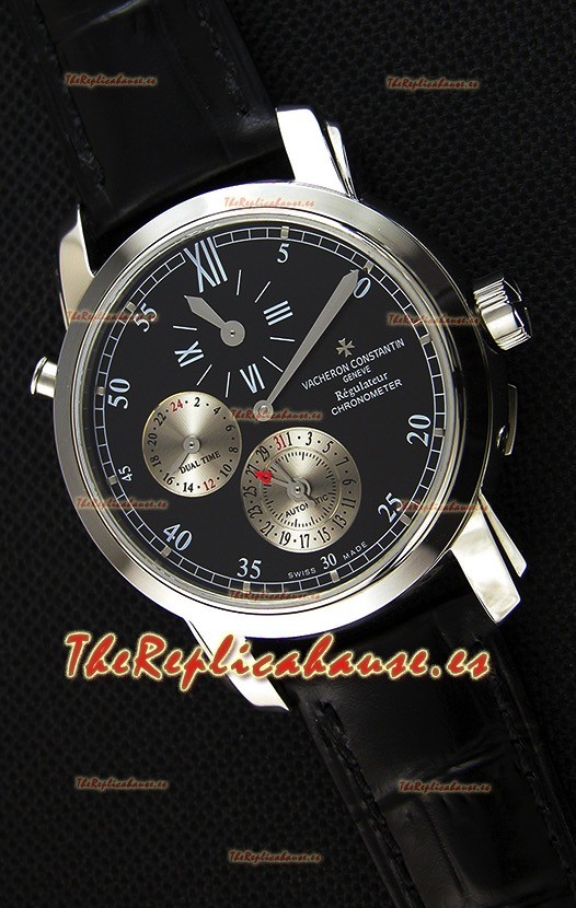 Vacheron Constantin Malte Dual Time Regulator Reloj Réplica Dial Negro