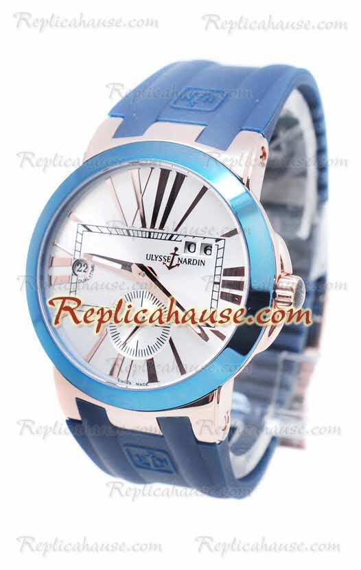 Ulysse Nardin Executive Dual Time Rose Gold Blue Strap Reloj