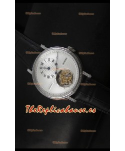 Breguet Classique Reloj Réplica Suizo Tourbillon en Acero Inoxidable con Bisel de Diamantes