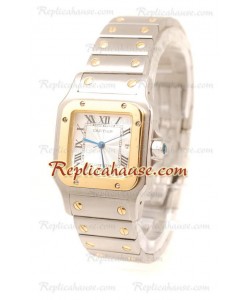 Cartier Santos 100 Dos Tonos Réplica tamaño Reloj para Dama