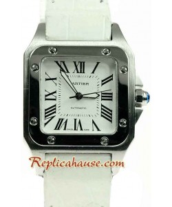 Cartier Santos 100 Suizo Reloj Tamaño Medio