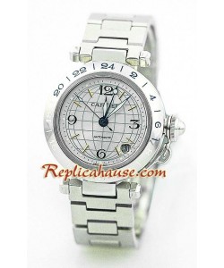 Cartier De Pasha Suizo GMT Reloj Réplica - Tamaño Medio