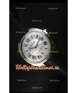 Cle De Cartier Reloj con Caja de Acero 40MM y Correa de Piel - Réplica Espejo 1:1